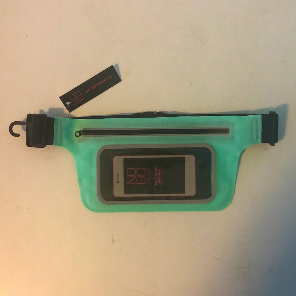 Mint green and black accessory belt bag